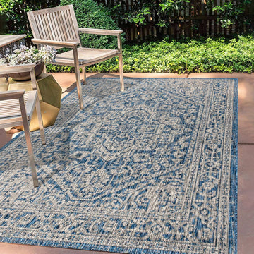 Sinjuri Medallion Textured Weave Indoor/outdoor Area Rug
